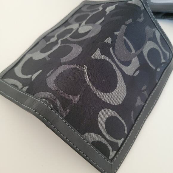 Coach Wallet Canvas Leather Signature Black Trifold 8x4 Large Checkbook Set - Picture 6 of 11